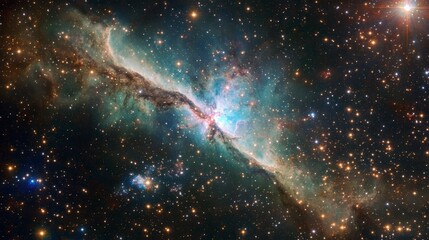 Aufkleber - Vibrant nebula in deep space, showcasing cosmic dust and gas clouds.