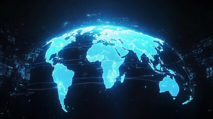 Poster - Global network connection, data flow, digital world, technology background