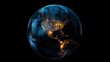 Aufkleber - Night view of Earth, showing city lights of North and Central America.