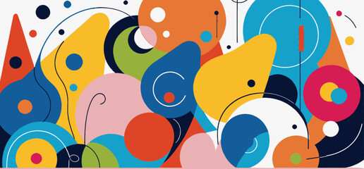 Naklejka na meble Colorful_Abstract_Art_Circles_Triangles_Modern_Geometric_Design_Bright_Shapes_Fun_Whimsical_Illustration_Playful_Wall_Art_Print_Bold_Colors_Unique_Artwork