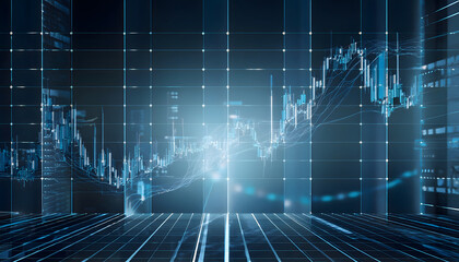Aufkleber - Futuristic financial data visualization with graphs and grids