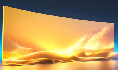 Poster - Abstract Landscape Rendered With Golden Hues Featuring Dynamic Light and Textured Surface