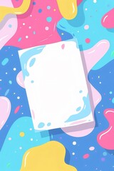 Poster - Abstract Pixelated Art Illustration With Colorful Blobs and a White Rectangular Blank Space