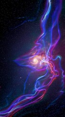 Poster - Colorful cosmic energy dance in space with nebula and light trails