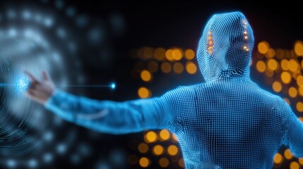 Leinwandbilder - Digital interaction in a futuristic environment virtual reality 3d render technology cinematic perspective modern concept