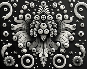 Poster - Tribal Grayscale Abstract Pattern
