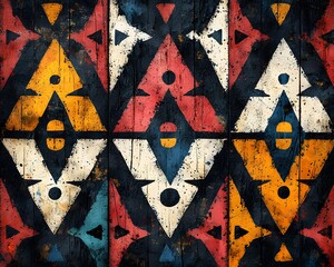 Poster - Vibrant Tribal Geometric Pattern Background