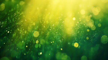 Poster - Abstract Green & Yellow Bokeh Background Soft, Sparkling Lights & Blurred Texture