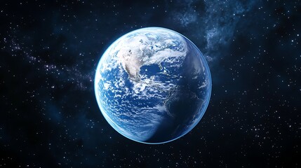 Aufkleber - Realistic Planet Earth View From Space with Clouds & Starry Galaxy Sky