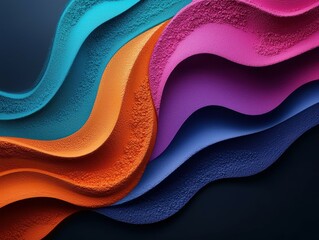 Poster - Colorful abstract waves in vibrant shades of blue, orange, pink, and purple.