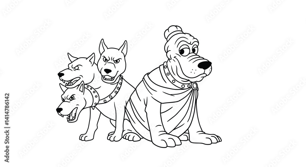 Roman God Pluto Underworld Ruler Coloring Sheet Simple Cerberus