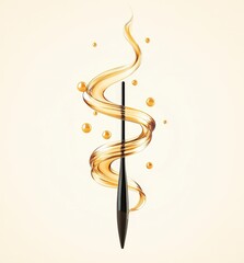 Poster - Artistic swirling design featuring a black pen and golden elements.