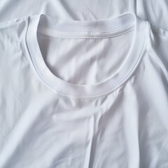 Close-Up Mockup of White T-Shirt Collar for Branding Design