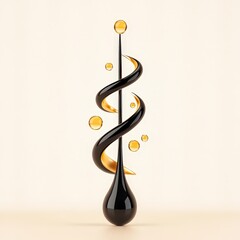 Poster - Elegant swirling design with droplets, showcasing a blend of black and gold colors.