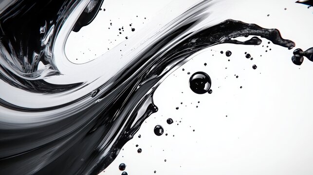 Dark ink motion twists, a strong fluid burst in the background