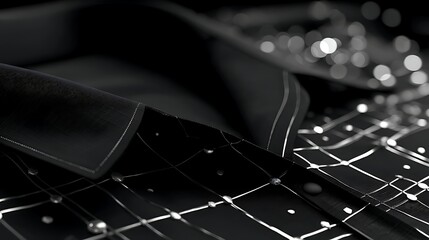 Poster - Dark Futuristic Grid Surface Texture with Embedded Dots and Sleek Material Overlay Abstract View