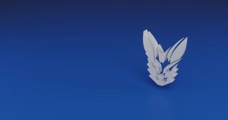Poster - Isolated realistic white hare's head symbol with shadow. Located on the right side of the scene. 3d illustration on transparent background