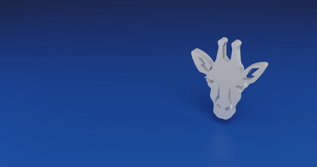 Poster - Isolated realistic white giraffe head symbol with shadow. Located on the right side of the scene. 3d illustration on transparent background