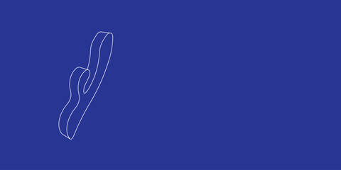 Poster - the outline of a large sex toy symbol made of white lines on the left. 3d view of the object in pers