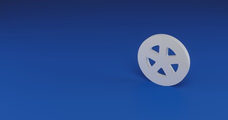 Poster - Isolated realistic white car wheel symbol with shadow. Located on the right side of the scene. 3d illustration on transparent background