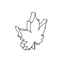 Aufkleber - The outline of a large maple leaf symbol is made with black lines. 3D view of the object in perspective. Vector illustration on white background