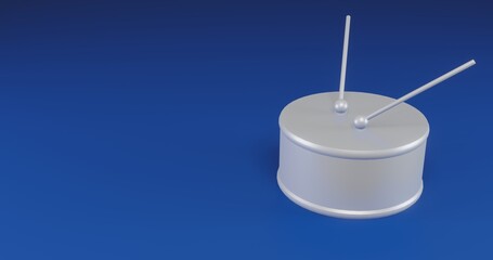 Poster - Isolated realistic white drum symbol with shadow. Located on the right side of the scene. 3d illustration on transparent background