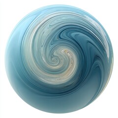 Poster - Captivating swirling sphere of light blue and white creating a mesmerizing abstract design on white background