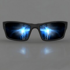 Poster - Futuristic Eyewear Reflecting Cosmic Wonders and Nebulae in a Synthetic Rendered Vision 3D.
