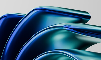 Poster - Contemporary Artistic Background with Shiny Blue and Teal Layers