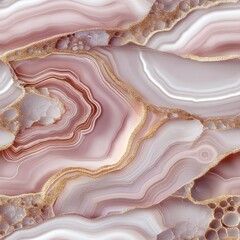 Poster - Close-up view of luxurious red and pink agate featuring intricate gold detailing, set against a soft, light background SEAMLESS PATTERN