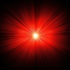 Poster - Radiant red light explosion emanating from a central point in a dark space creating a dynamic and energetic abstract background