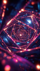 Poster - Abstract Geometric Tunnel with Vibrant Illumination and Captivating Depth