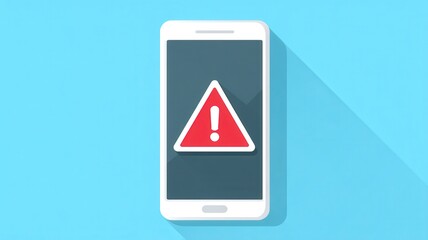 Poster - Scam call phone security. Smartphone displaying a warning symbol on a blue background.
