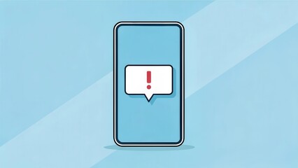 Poster - Scam call phone security. Mobile phone with a notification alert symbol on a blue background.