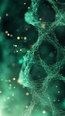Fototapete - A green image of a web of lines and dots. The image is abstract and has a futuristic feel to it
