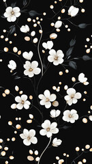 Poster - Elegant Black and White Floral Vector Art Featuring Minimalist Flower Design
