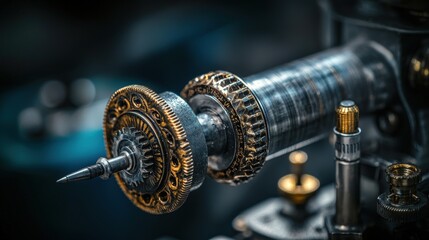 Poster - Intricate industrial machinery workshop close-up photography urban environment detailed view engineering concept