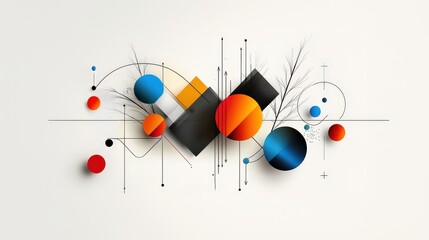 Leinwandbilder - Dynamic abstract composition featuring geometric shapes digital art modern aesthetics vibrant colors