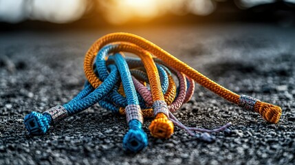 Poster - Ropes in sunset light outdoor adventure gear photography urban environment close-up view outdoor exploration
