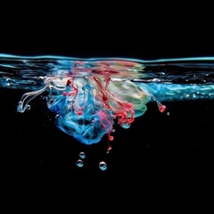 Poster - Ethereal dance of vibrant color in liquid depths a captivating underwater abstract art form with fluid motion creating a mesmerizing visual spectacle