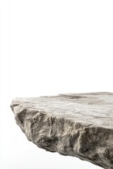 Poster - Minimalist Stone Platform on White Background for Product Display and Natural Presentation with Rough Texture