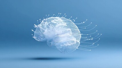 Poster - Brain's Digital Silhouette: A striking digital rendition of a brain, rendered in delicate light, hints at the intricate beauty of cognition and the profound workings of the mind.