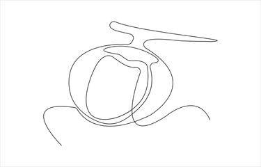 Poster - Vector illustration of Young coconut showing its refreshing water and white flesh dot to dot line drawing For children to learn to draw lines along the dotted lines.
Palm tree continuous one line draw