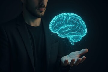 Poster - Holographic Display of Brain Concept in Dark Environment