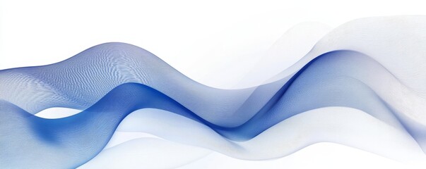Poster - Abstract blue geometric lines on white background. Modern blue gradient diagonal rounded lines pattern. Minimal geometric design. Futuristic concept.
