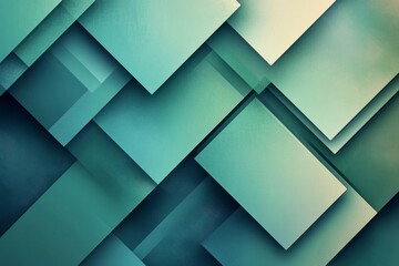 Poster - Abstract green turquoise and blue gradient geometric shape overlay layer background. Bright color diagonal square shapes elements. Modern white geometric texture
