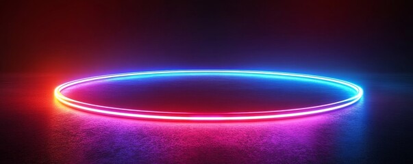 Poster - Abstract futuristic technology lines background with red and blue light effect. Gradient circle line pattern design. Glowing lines . Modern dark