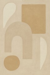 Poster - Abstract Geometric Shapes in Soft Earth Tones on Textured Background