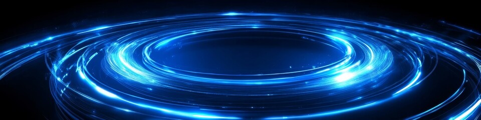 Poster - Abstract blue glowing circle lines on dark blue background. Modern shiny blue geometric lines pattern. Futuristic technology concept. Suit for cover, poster, banner, presentation, header