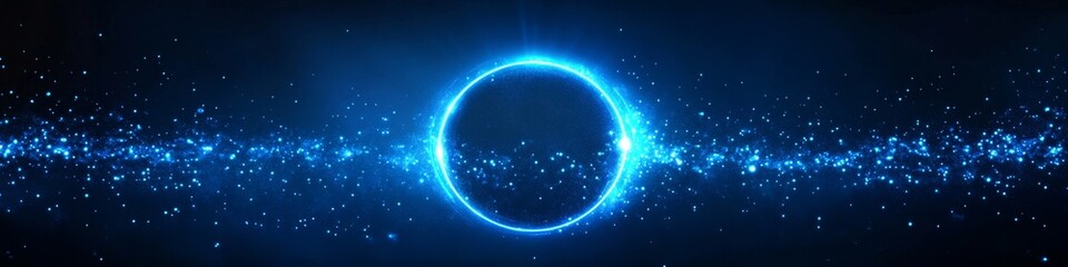 Poster - Abstract blue glowing circle lines on dark blue background. Modern shiny blue geometric lines pattern. Futuristic technology concept. Suit for cover, poster, banner, presentation, header